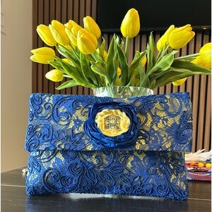 Elegant Blue Lace clutch purse